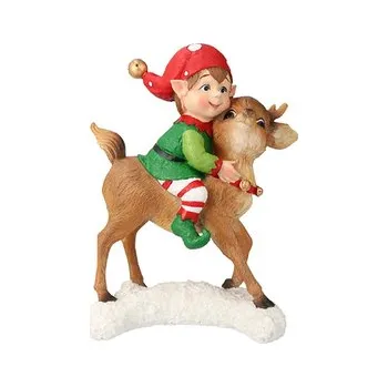 Vánoční dekorace Dekorace - Elf s jelenkem, 21cm