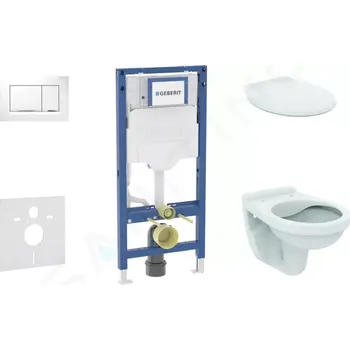 Geberit Duofix Set předstěnové instalace, klozetu Alpha a sedátka, tlačítko Sigma30, bílá/chrom, SANI11CD3128