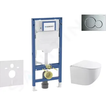 Geberit Duofix Set předstěnové instalace, klozetu Gaia a sedátka softclose, tlačítko Sigma01, lesklý chrom, SANI11CA1126B