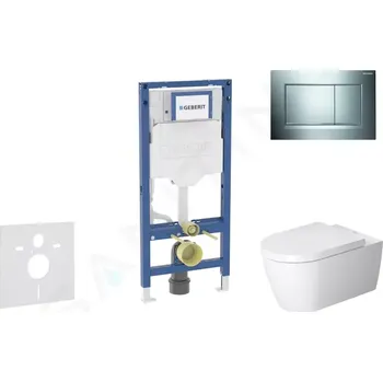 Splachovací tlačítko Geberit Duofix Set předstěnové instalace, klozetu ME by Starck a sedátka softclose, tlačítko Sigma30, lesklý chrom/matný chrom, SANI11CP1113