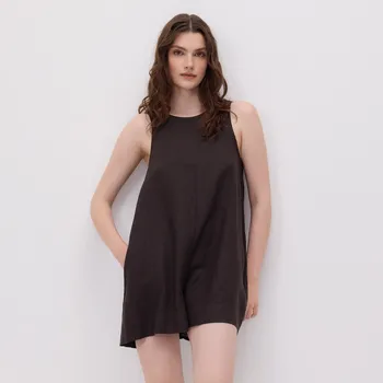 Dámské šaty Reserved - Lněný overal - tmavě hnědá - 251FH-89X - 251FH-89X-S