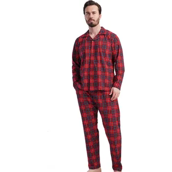 Pánské pyžamo Červené kárované klasické pyžamo z měkké bavlny pro muže 1P1952 červená xxl