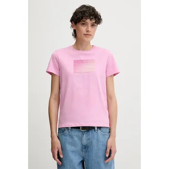 Dámské tričko Bavlněné tričko Tommy Jeans dámské, růžová barva, DW0DW20905 30X, vel. XS