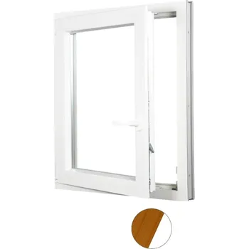 Okno ALUPLAST Plastové okno jednokřídlo dekor/bílé 60x130 Barva: Oregon/bílá, Otvírání: Levé, Zasklení: Dvojsklo Ug= 1,1