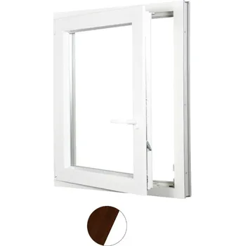 Okno ALUPLAST Plastové okno jednokřídlo dekor/bílé 60x70 Barva: Tmavý dub/bílá, Otvírání: Levé, Zasklení: Dvojsklo Ug= 1,1