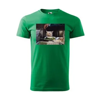 Pánská móda Tričko s potiskem Angry cat meme: zelené 3XL