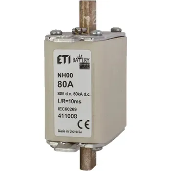 Autopojistky ETI nožová pojistka DC M00 gBat 80A 80V DC