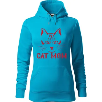 Pánská mikina Dámská mikina Cat mom Velikost (žena): XS, Vyberte barvu: Tyrkysová
