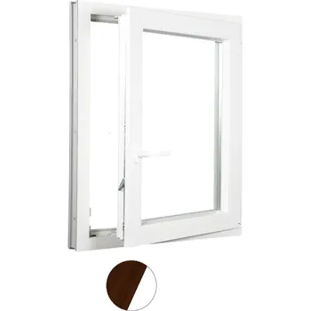 Okno ALUPLAST Plastové okno jednokřídlo dekor/bílé 90x140 Barva: Tmavý dub/bílá, Otvírání: Pravé, Zasklení: Dvojsklo Ug= 1,1