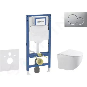 Geberit Duofix Set předstěnové instalace, klozetu Gaia a sedátka softclose, tlačítko Sigma01, lakovaný matný chrom, SANI11CA1129B