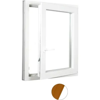 Okno ALUPLAST Plastové okno jednokřídlo dekor/bílé 50x80 Barva: Oregon/bílá, Otvírání: Pravé, Zasklení: Dvojsklo Ug= 1,1