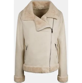 Dámská casual bunda Baťa dámská biker bunda s umělým kožichem béžové, vel. L