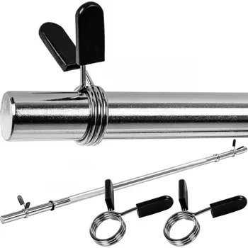 Tyč činky MOVIT® 120cm posilovací činka, chrom, pružinový uzávěr