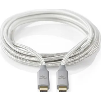 Datový kabel NEDIS PROFIGOLD USB-C/USB 3.2 Gen 2x2 kabel/ USB-C zástrčka - USB-C zástrčka/ nylon/ stříbrný/ BOX/ 2m