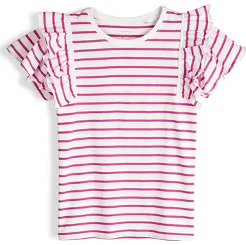 Dětská móda GATE Bavlněné proužkované tričko s volány 10Y 425-0424/642