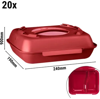 Lednice G.Gastro Menu box - 600 ml - dělené části - malinová červená/starorůžová