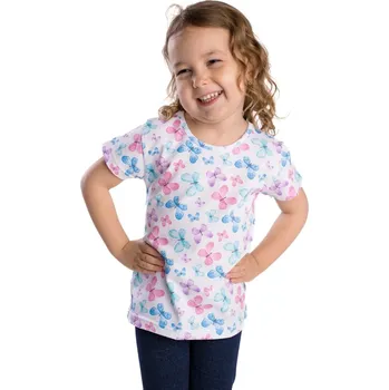 BETTY MODE Dívčí tričko krátký rukáv, barevní motýlci Velikost: 92