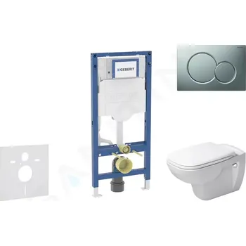 Geberit Duofix Set předstěnové instalace, klozetu D-Code a sedátka softclose, tlačítko Sigma01, matný chrom, SANI11CP2102