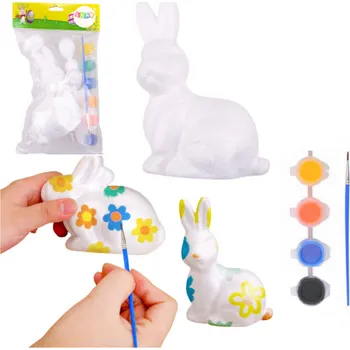 Velikonoční dekorace Velikonoční sada na malování se 4 barvami a štětcem – zajíček