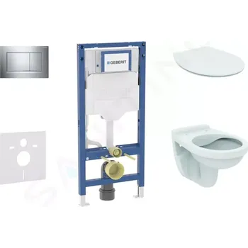 Splachovací tlačítko Geberit Duofix Set předstěnové instalace, klozetu Alpha a sedátka softclose, tlačítko Sigma30, chrom, SANI11CD1105