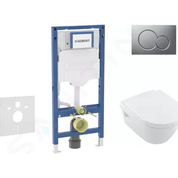 Geberit Duofix Set předstěnové instalace, klozetu Architectura a sedátka softclose, tlačítko Sigma01, matný chrom, SANI11CK2102