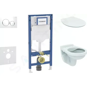 Geberit Duofix Set předstěnové instalace, klozetu Alpha a sedátka softclose, tlačítko Sigma20, bílá/chrom, SANI11CD3103