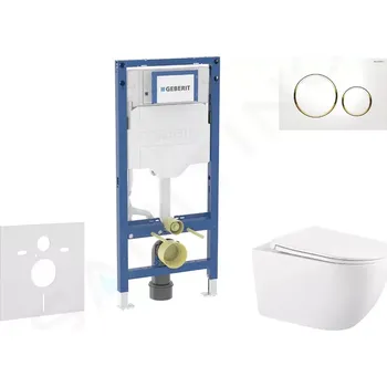 Geberit Duofix Set předstěnové instalace, klozetu Gaia sedátka softclose, tlačítko Sigma20, bílá/pozlacená, SANI11CA3140B