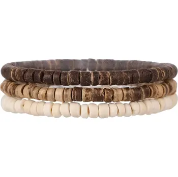 Náramek B-TOP Sada 3 náramků z kokosových korálků v přírodních odstínech