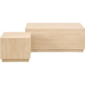 Konferenční stolek Sada 2 ks konferenčních stolků Dice hnědý kámen