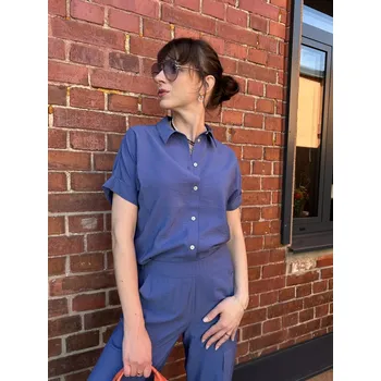 Dámská halenka Košile Kyra Guus modrá minimalistická Velikost: 38