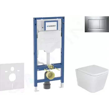 Splachovací tlačítko Geberit Duofix Set předstěnové instalace, klozetu Arkas a sedátka softclose, tlačítko Sigma30, chrom, SANI11CA1112B