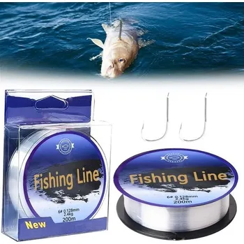 Rybářský vlasec, průhledný rybářský vlasec, 200m průhledný rybářský vlasec, průhledný nylonový