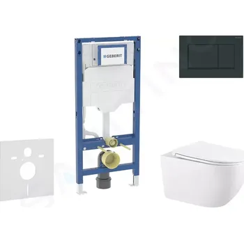 Splachovací tlačítko Geberit Duofix Set předstěnové instalace, klozetu Gaia a sedátka softclose, tlačítko Sigma30, černá lesk/černá mat, SANI11CA5136B