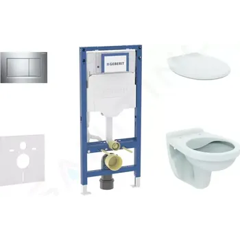 Splachovací tlačítko Geberit Duofix Set předstěnové instalace, klozetu Alpha a sedátka, tlačítko Sigma30, chrom, SANI11CD1129