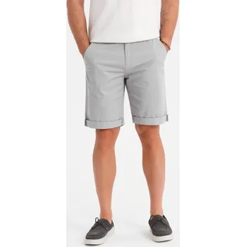 Ombre Clothing Pánské šedé chinos šortky s lemem V12 SRCS-0197
