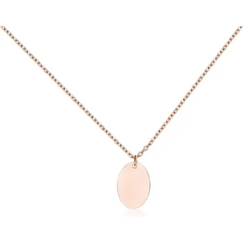 Náhrdelník Růžově pozlacený ocelový náhrdelník s plackou - Meucci DN155