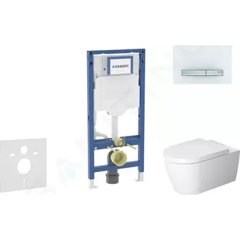 Splachovací tlačítko Geberit Duofix Set předstěnové instalace, klozetu ME by Starck a sedátka softclose, tlačítko Sigma50, alpská bílá, SANI11CP3115