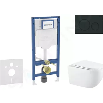 Geberit Duofix Set předstěnové instalace, klozetu Gaia a sedátka softclose, tlačítko Sigma20, matná černá/černá, SANI11CA5135B