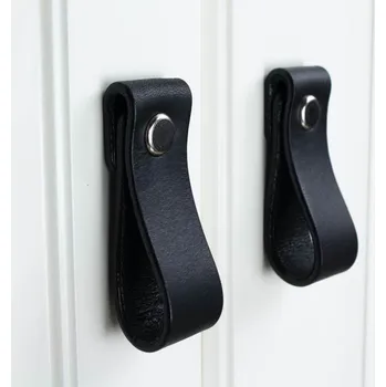 Nábytkové kování In-Design Nábytková kožená knopka NATURE malá, černá kůže