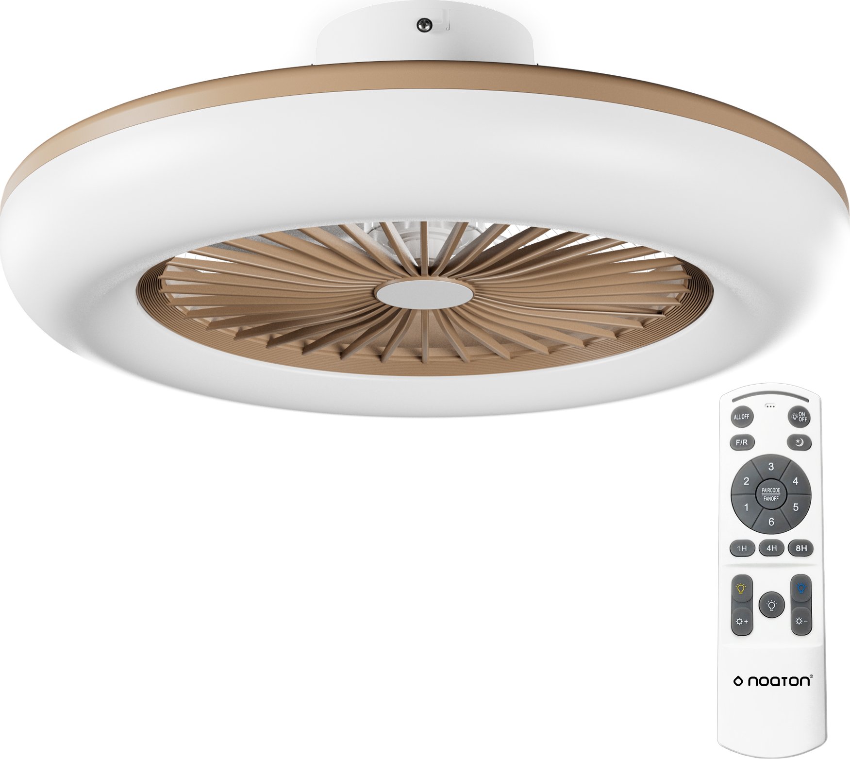 Noaton 11055G Callisto, zlatá, stropní ventilátor se světlem