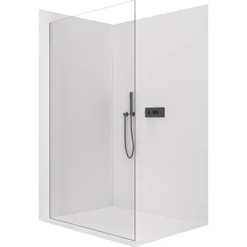 CERANO - Sprchová zástěna Walk-in Crystal L/P - 10 mm - bezvzpěrový systém - černá matná, transparentní sklo - 120x200 cm