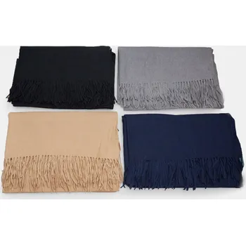 Šála Baťa jednoduchá elegantní maxi šála s třásněmi vícebarevné, vel. Černá