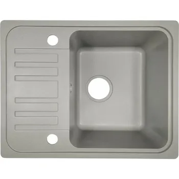 Granitový dřez Granitový dřez s odkapávačem, šedý, 57 x 45 cm