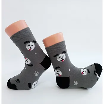 Dětské bambusové ponožky Trepon Alík, šedo-černé (dětské ponožky s pejskem)