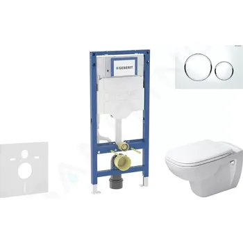 Geberit Duofix Set předstěnové instalace, klozetu D-Code a sedátka softclose, tlačítko Sigma20, bílá/lesklý chrom, SANI11CP3103
