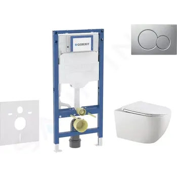 Geberit Duofix Set předstěnové instalace, klozetu Gaia a sedátka softclose, tlačítko Sigma01, lakovaný matný chrom, SANI11CA1135B