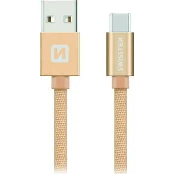 Datový kabel Swissten Datový Kabel Textile Usb / Usb-C 2,0 M Zlatý