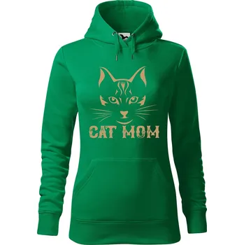 Pánská mikina Dámská mikina Cat mom Velikost (žena): L, Vyberte barvu: Středně zelená