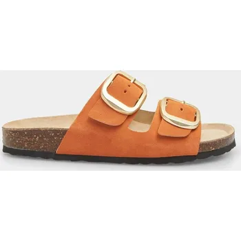 Dámské pantofle Baťa dámské kožené footbed pantofle oranžové, vel. 42