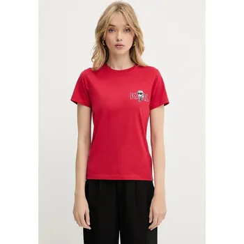 Bavlněné tričko Karl Lagerfeld IKON A3W17085 červená 33X, vel. L